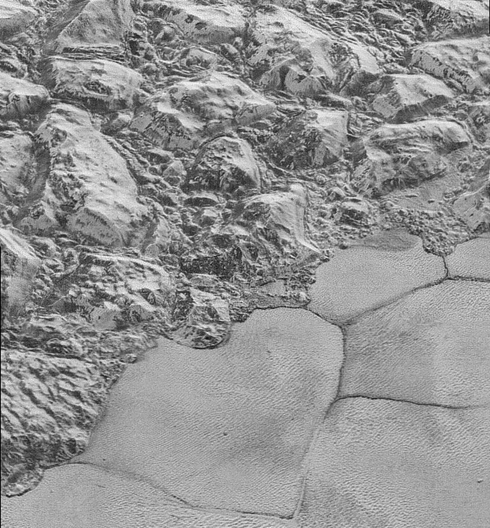 Sputnik Planum region meets the al-Idrisi mountains on Pluto