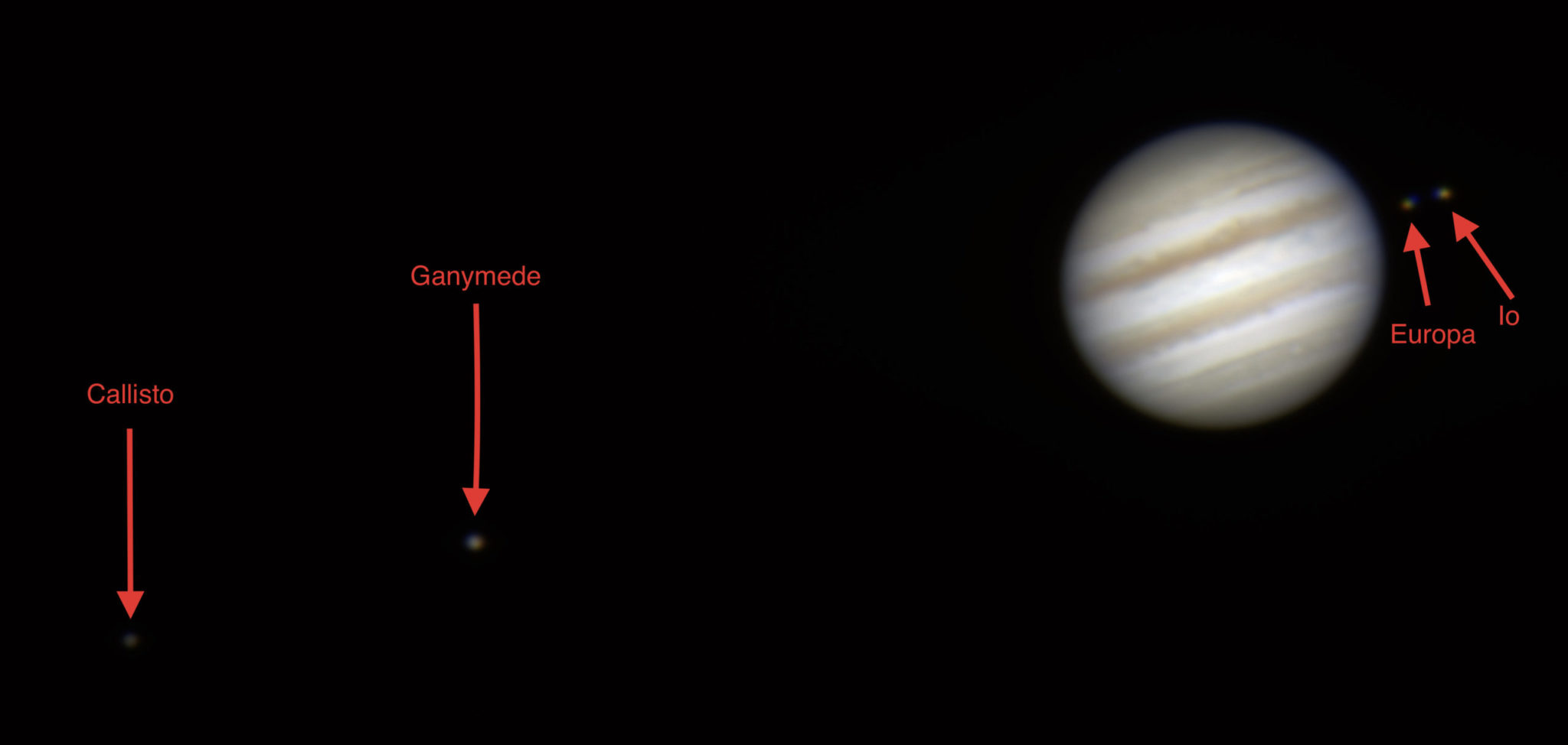 Юпитер и его спутники в телескоп
