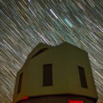 The image shows star trails over the Lowell Discovery Telescope dome. Joe Llama